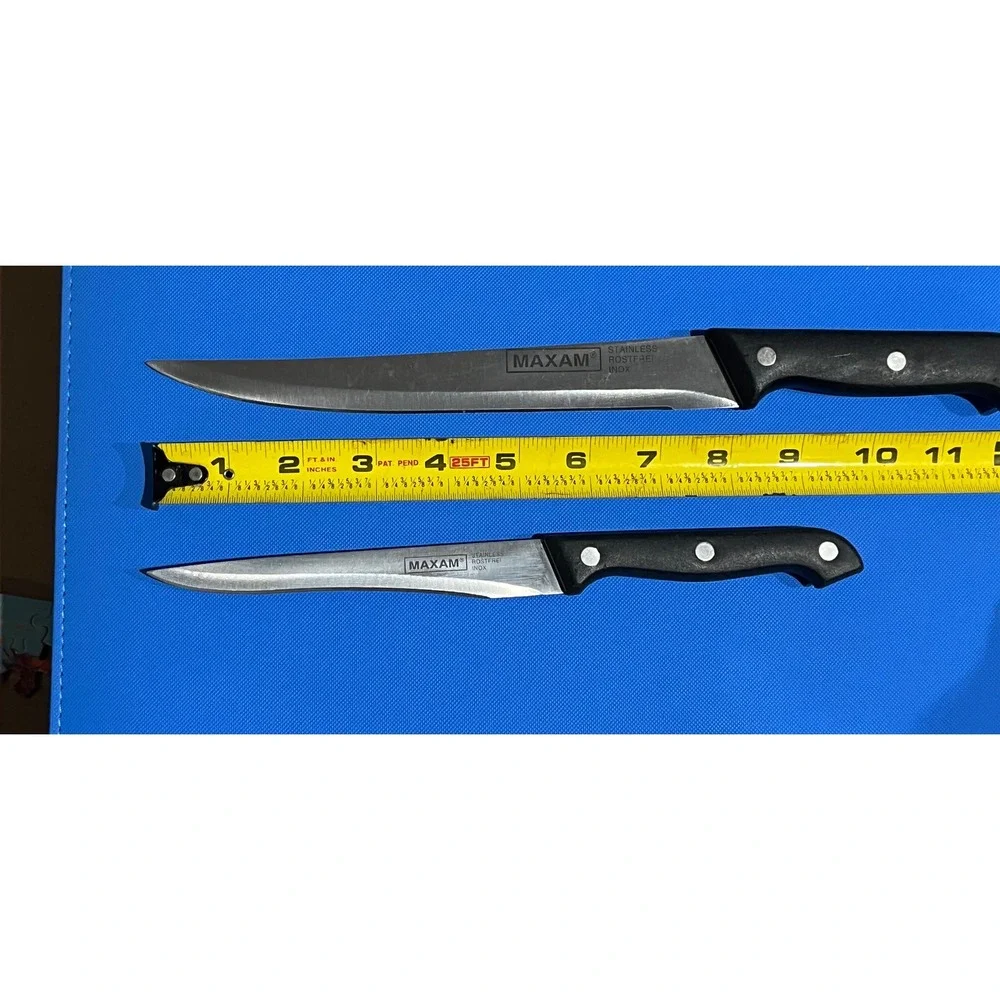 Maxam Stainless Steel Knife Set 2pc Rostfrei Inox Utility Kitchen Knives Black